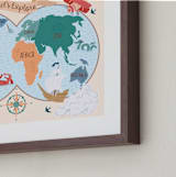 "Exploration Map" - Art Print in Apricot by DorothyDear Creations - Frame Close-up