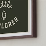 "Little Explorer Flag" - Art Print in Pine Green by Darby McGuire - Frame Close-up