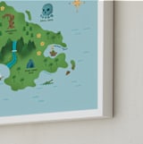 "Never Land Map" - Art Print in Ocean by Renee Christensen - Frame Close-up