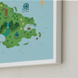 "Never Land Map" - Art Print in Ocean by Renee Christensen - Frame Close-up
