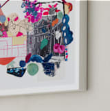 "Pink and Blues Landscape" - Art Print in Fuchsia Pink by Erin McCluskey Wheeler - Frame Close-up
