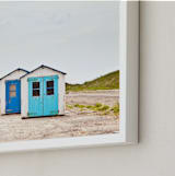 "Three Houses" - Art Print in shades of Blue by Alexandra Feo - Frame Close-up