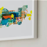 "The Lake and the Trees" - Art Print in Juicy Orange by Erin McCluskey Wheeler - Frame Close-up