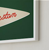 "Proud Pennant" - Personalized Art Print in Forest by Amy Kross - Frame Close-up