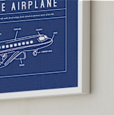 "Airplane Blueprint" - Art Print in Blueprint by Meggy Masters - Frame Close-up