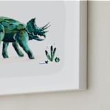 "Triumphant Triceratops" - Art Print in Leaf by Kayla King - Frame Close-up