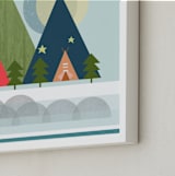 "Gone Camping" - Art Print in Camp Blue by AlisonJerry - Frame Close-up