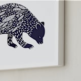 "Spirit Bear" - Art Print in Dark Cobalt by Eve Schultz - Frame Close-up
