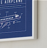 "Airplane Blueprint" - Art Print in Blueprint by Meggy Masters - Frame Close-up