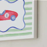 "Vintage Play Car" - Art Print in Race Car Red by Little Blue Designs - Frame Close-up