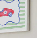 "Vintage Play Car" - Art Print in Race Car Red by Little Blue Designs - Frame Close-up