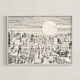 "City Blues" - Art Print in Sand by Catilustre - Framed
