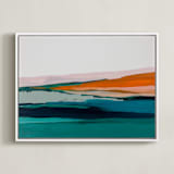 "Colorful Abstract Seascape" - Art Print in bright orange by Caryn Owen - Framed Canvas