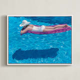 "Pink Float; Swimmers Series 5" - Art Print in Azure by Christine Blain - Framed Canvas