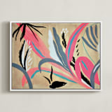 "Pink foliage" - Art Print in bright pink by FERNANDA MARTINEZ - Framed Canvas