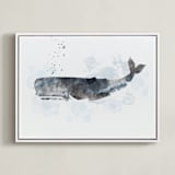 "Whale Series One" - Art Print in charcoal grey by Shirley Lin Schneider - Framed Canvas