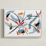 "Bloom on rain" - Art Print in indigo blue by FERNANDA MARTINEZ - Framed Canvas