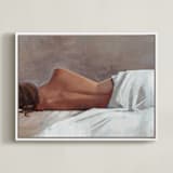 "Draped Figure Study in White" - Art Print in Crisp Linen White by Rachel Nelson - Framed Canvas