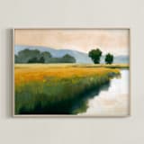 "Morning Shore I" - Art Print in Summer Blue by Stephanie Goos Johnson - Framed