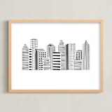 "Linear Cityscape" - Art Print in Black by Daniela - Framed