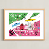 "City State of Mind" - Art Print in Flamingo Pink by Jordan Sondler - Framed
