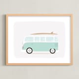 "Beach Bus" - Art Print in Seafoam by Itsy Belle Studio - Framed