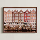 "Harmonious Gables of Amsterdam" - Art Print in Taupe by Emanuela Carratoni - Framed