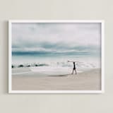 "East Coast Surfer" - Art Print in Soft Blue by Janet Cruz - Framed