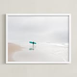 "California Surf" - Art Print in Teal by Jessica C Nugent - Framed