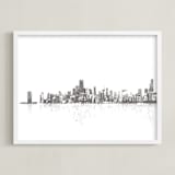 "Chicago Skyline" - Art Print in Charcoal by Paul Berthelot - Framed
