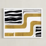 "Skip Waves" - Art Print in Vintage gold by Bethania Lima - Framed