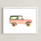 "Cruising Nantucket" - Art Print in Pale Pink by Kelsey Livingston - Framed