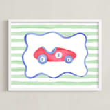 "Vintage Play Car" - Art Print in Race Car Red by Little Blue Designs - Framed