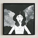 "Wings" - Art Print in Black by Deynaaz Daraei - Framed