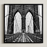 "Snowing Bridge" - Art Print in Black & White by Jason Derck - Framed