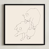 "Sketches after cat IV" - Art Print in Black and Champagne by Catilustre - Framed