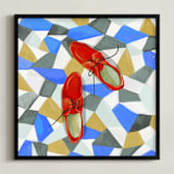 "Shoes on tile" - Art Print in Spanish Tile by Zoe Pappenheimer - Framed