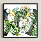 "Toucan jungle family" - Art Print in jungle green by Lulaloo - Framed