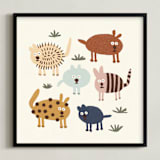 "Surprised Puppies" - Art Print in Desert Brown by Alisa Galitsyna - Framed