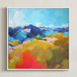 "Blue Ridge" - Art Print in Blue by Jess Franks - Framed Canvas