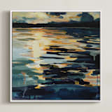 "Collide I" - Art Print in Marine Blue by Kelly Johnston - Framed Canvas