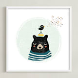 "Friendly Bear" - Art Print in Multi by Hannah Williams - Framed