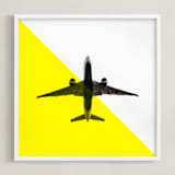 "Flyby" - Art Print in Yellow by Heather Deffense - Framed
