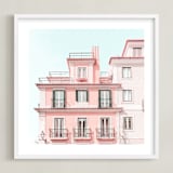"Pastel Pink House" - Art Print in Peach by Heather Loriece - Framed