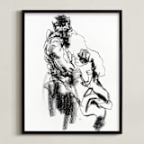 "Drawing 469 - Draped Figure" - Art Print in Bottom of Well Black by Derek overfield - Framed