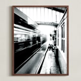 "Riding on the Metro" - Art Print in Black and White by Marker Girl - Framed