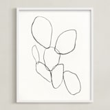 "Cactus Line Drawing" - Art Print in dusty white by Amanda Phelps - Framed