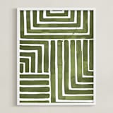 "Hard & Soft" - Art Print in Moss by Kristine Sarley - Framed