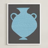 "Amphora (blue)" - Art Print in Silver Sky Blue by Elliot Stokes - Framed