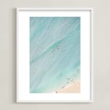 "Tiny Swimmers" - Art Print in Aqua Blue by Irene Suchocki - Framed